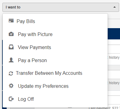 Bill Pay Menu Screen